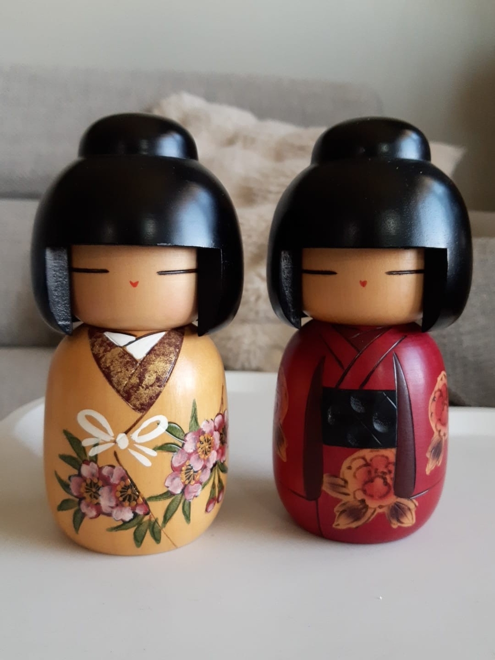 Rare Signed Wooden Kokeshi Dolls